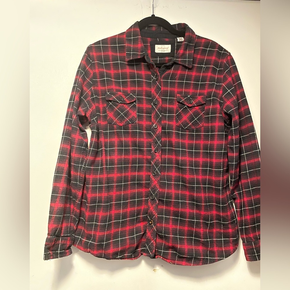 Original Weatherproof Vintage Red & Black Women’s Button down Long Sleeve Shirt